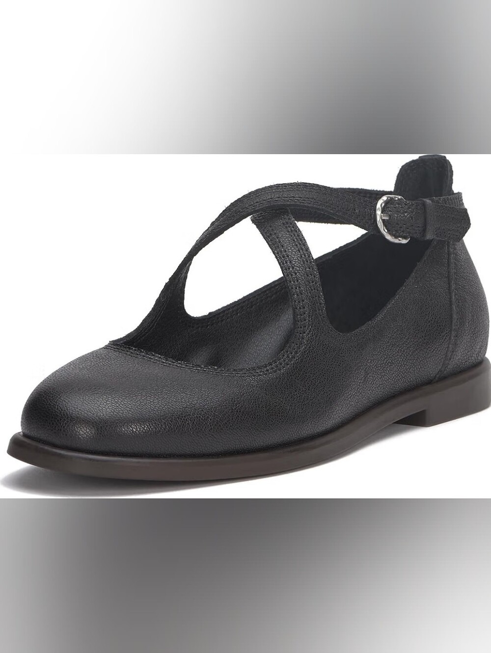 Lucky Brand Necia Cross Strap Mary Jane Flats Size 10 Like New Black Leather